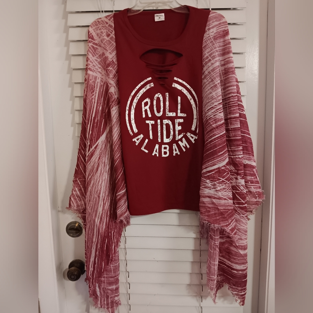 Upcyled Alabama Roll Tide Tshirt/Poncho